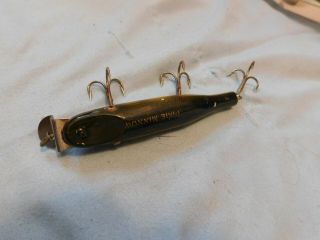 Antique Glass Eyed Pikie Minnow Wood Fishing Lure With 3 Treble Hooks 5