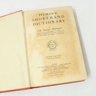 Antique Pitman ' s Shorthand Dictionary Centenary Edition 454 3