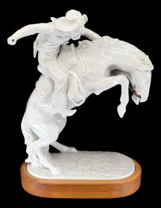 Vintage Gorham Porcelain Frederic Remington Bronco Buster Statue Sculpture