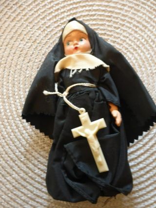 Vintage Nun Doll 5 Inches Hard Plastic