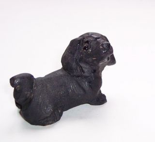 Antique/vintage Carved Black Forest Wooden Dachshund Dog Figure With Glass Eyes