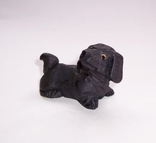 Antique/Vintage Carved BLACK FOREST Wooden DACHSHUND DOG FIGURE With Glass Eyes 2