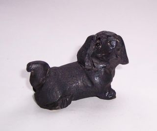 Antique/Vintage Carved BLACK FOREST Wooden DACHSHUND DOG FIGURE With Glass Eyes 3