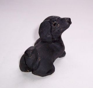 Antique/Vintage Carved BLACK FOREST Wooden DACHSHUND DOG FIGURE With Glass Eyes 4