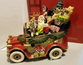 Fitz And Floyd Santa Mobile Car With Toys Holiday Music Box Christmas Decor