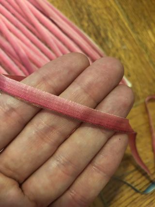 Pink Only 1920s Silk Ombre Ribbon Ribbonwork Metal.  18” 1/2 Yard.