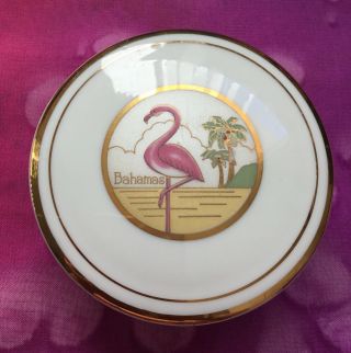 24kt Gold Art Of Chokin Bahamas Flamingo Jewellery Trinket Box Antique Vintage