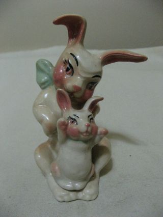 Madison Ceramic Art Studio Mother And Baby Easter Bunny Salt Pepper Shakers