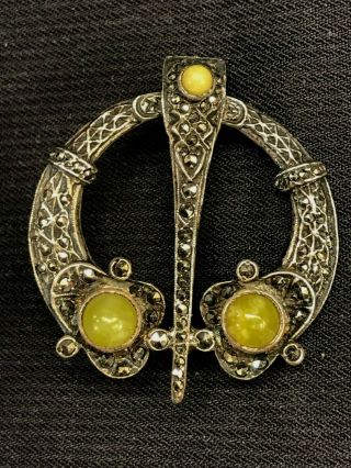 Antique Vtg Sterling Silver Irish Celtic Pin Brooch Kilt