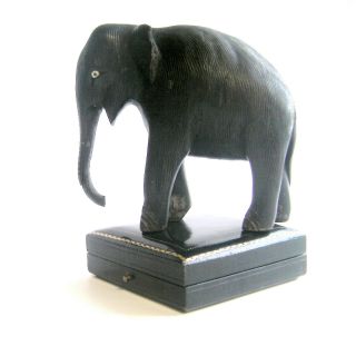Gorgeous Vintage Carved Wooden Treen Elephant