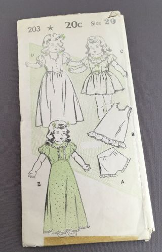 Vintage Antique York Pattern Company Doll Clothes Outfit Pattern