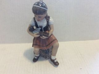 Dahl Jensen Royal Copenhagen Denmark Girl With Monkey Porcelain Figurine 1295