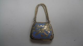 Antique Rolled Gold Enamel Faith Hope Charity Novelty Handbag Locket Pendant
