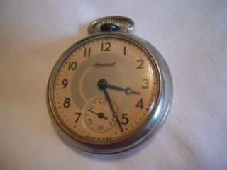 Vintage Ingersoll Wind Up Pocket Watch Runs Keeps Perfect Time
