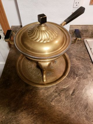 Antique Manning Bowman & Co.  Brass Chafing Dish