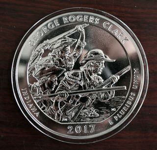 2017 George Rogers Clark 5 Oz.  America The.  999 Fine Silver Atb