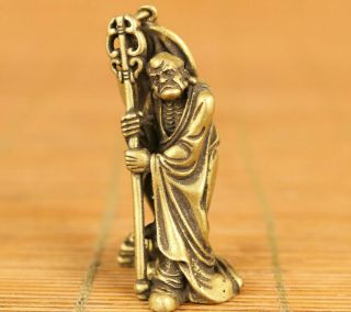 Chinese Bronze Hand Carving Buddha Statue Pendant Netsuke Blessing Gift