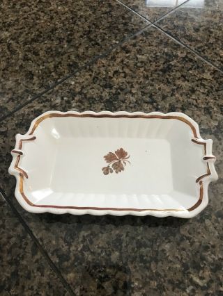 Antique Wedgwood & Co Royal Stone China Butter Tray 1860 Tea Leaf Copper Luster