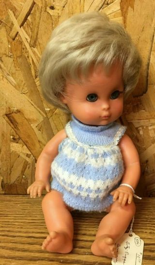Vintage 28/11 Gotz Puppe Germany Platinum Blonde Blue Blinking Eyes 10.  5 " Doll