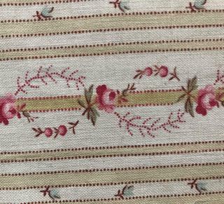 FRAGMENT ANTIQUE FRENCH COTTON c1910s SMALL SCALE ROSES 309 5