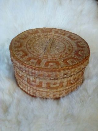 Woven Sweetgrass Basket With Lid Tight Woven Round Trinket Box 0ld
