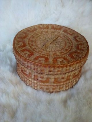 Woven Sweetgrass Basket With Lid Tight Woven Round Trinket Box 0ld 2
