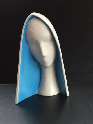 Goebel Sacrart 1960 ' s Stylized Modern Virgin Mary Madonna Blue White 2