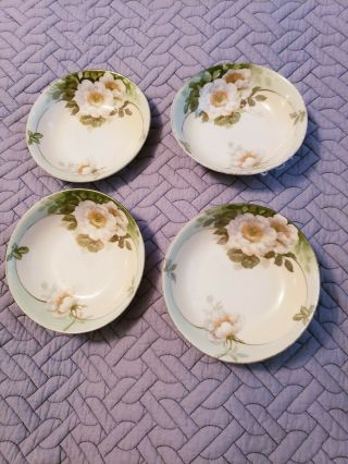 Set/4 Antique Hand - Painted Signed Prussia Royal Rudolstadt Berry Bowls Flower