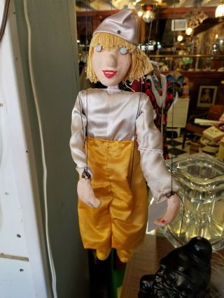 Antique Marionette Puppet Old Dutch Boystring Puppet Plaster & Wood & Fabric