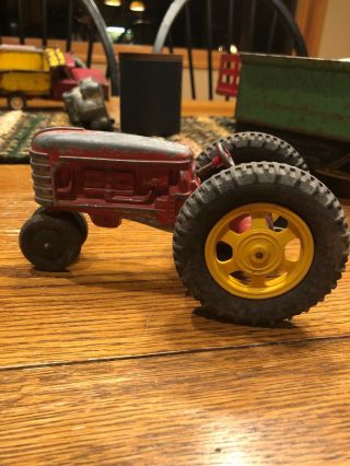Vintage 1950’s Hubley Toys Die - Cast Metal Old Red Antique Toy Farm Tractor