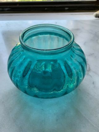 Old Vintage Blue Teal Glass Bowl