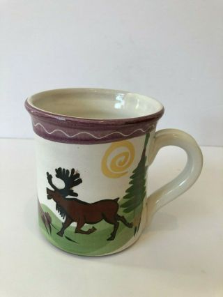 Large Ceramic Mug - Handmade For Caribou Coffee - Caribou,  Mountains,  Pine Trees