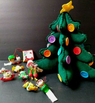 Rare Hallmark Keepsake Kids 15 " Plush Christmas Tree Buttons With 9 Ornaments