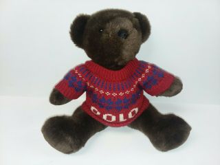 Ralph Lauren Polo Sweater Stuffed Plush Brown Teddy Bear 2000 Vintage Vtg