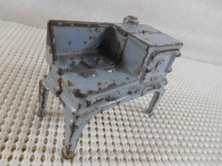 Vintage KILGORE CAST IRON Metal DOLL HOUSE Furniture KITCHEN STOVE Gray Blue 4