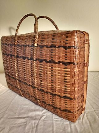 Wicker Rattan Suitcase/picnic Basket.  Authentic Vintage Antique.  1930 