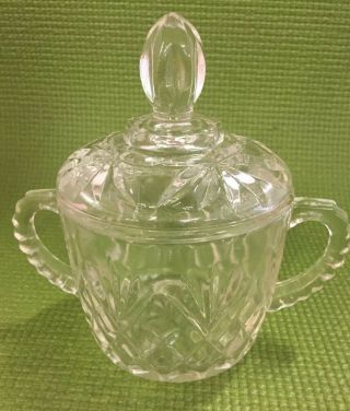Vintage Crystal Sugar Bowl With Cover Lid (d13)