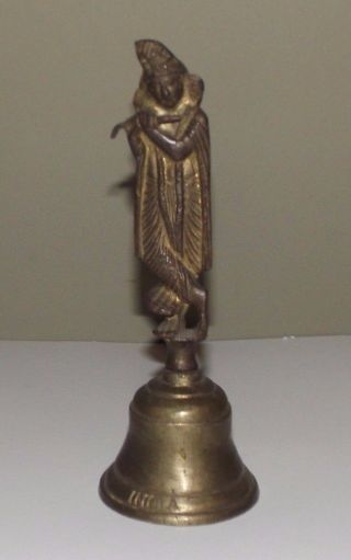 Vintage Metal Bell Handbell India Man Figural Brass ?