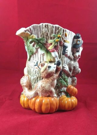 Fitz and Floyd Classics Woodland Fall Fox and Squirrel Pitcher 2