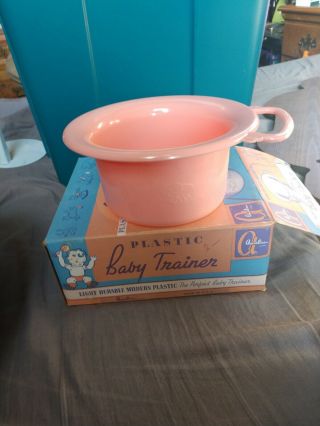 Vintage Childs Chamber Pot Pink With Paper Box Amir Line Chicago