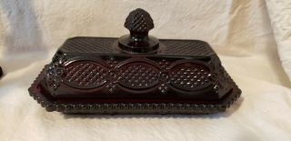 Vintage Avon 1876 Cape Cod Ruby Red Glass Covered Butter Dish