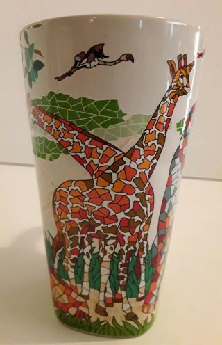 Mosaic Pattern San Diego Zoo Cup Mug 2018 Elephant Giraffe Monkey Lion Bird