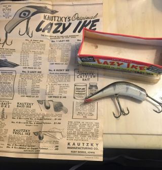 Lazy Ike Kautzky’s Husky No.  4 Fishing Lure Vintage W/ Paper Kl 42 Black