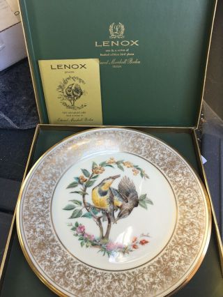 1973 Lenox Collector Plate Boehm Bird Series,  Meadowlark,  Box,  2nd