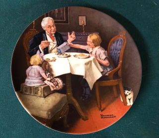 Norman Rockwell Family At Dinner Table Collector Plate