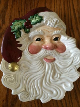 Fitz And Floyd Essentials Santa Claus Christmas Canape Plate Cookie Dish