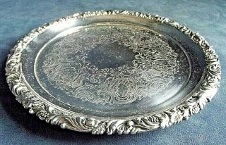 8 " Georgian Style Silver Plated Salver Tray C1920 By Barker Ellis