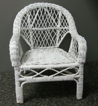 Adorable Vtg White Wicker Doll Chair Fits American Girl/bitty Baby 12 " Tallx10 " W.