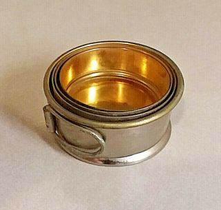 VINTAGE COLLAPSIBLE METAL TRAVEL CUP W/LEATHER CASE 3