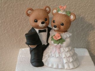 Home Interiors Vintage Bride and Groom Wedding Bears Figurines 1407 NIB 2
